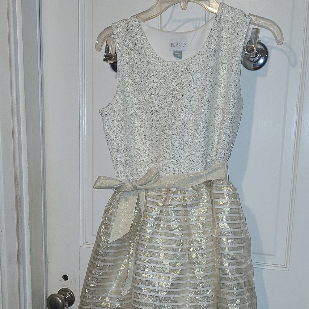 Place Glittering White and Silver Formal Dress